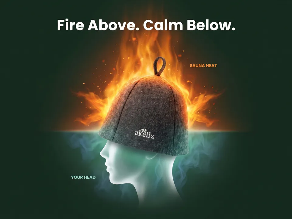 Fire above the hat, calm below it